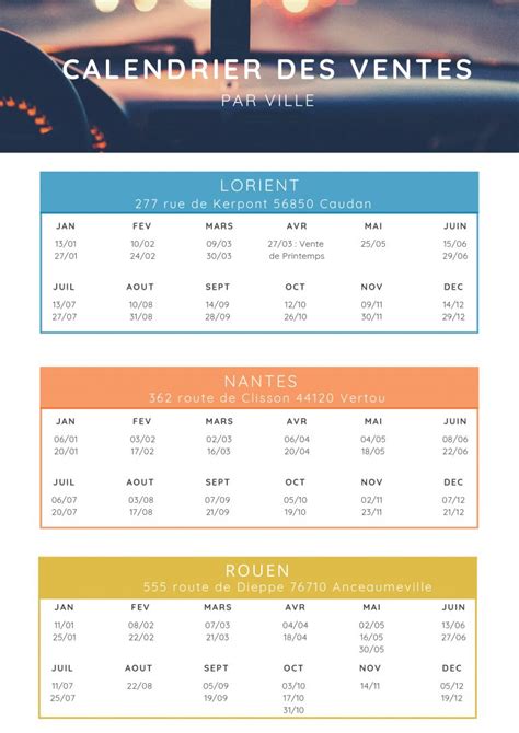Calendrier des ventes passées .